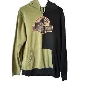 NEW Men's Jurassic Park Black & Green Pullover Graphic Hoodie 2XL XXL